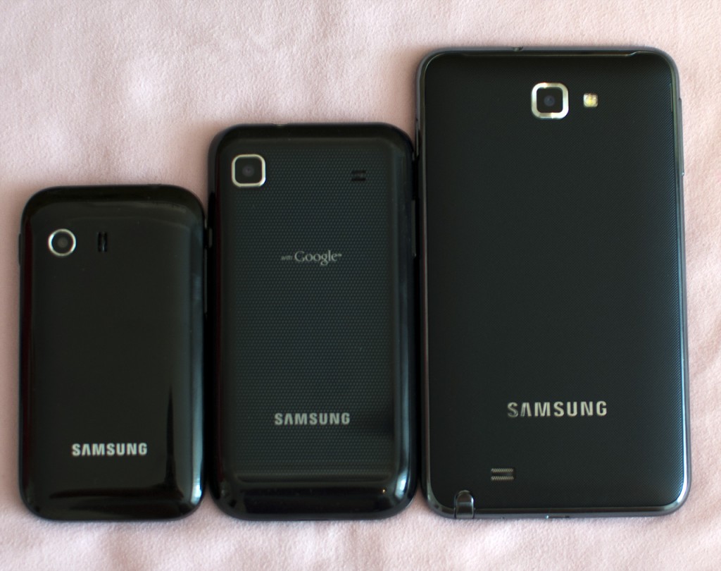 Samsung Galaxy Y S5360 сравнение с Samsung Galaxy Note и Galaxy S i9000