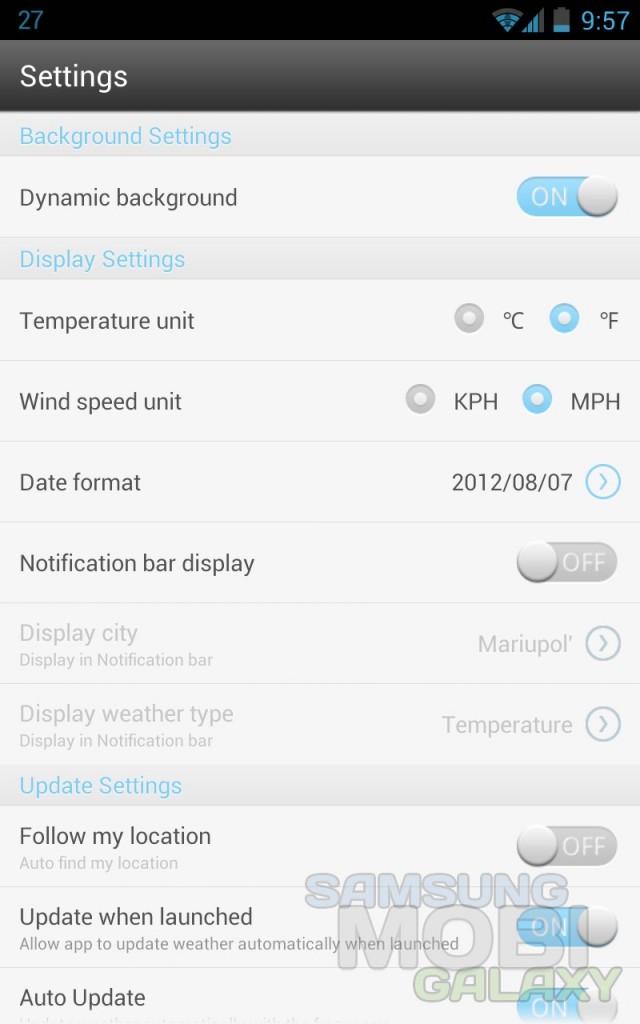 GO Weather EX - лучший виджет погоды для Samsung Galaxy Note Ace 2 S3 Gio Tab