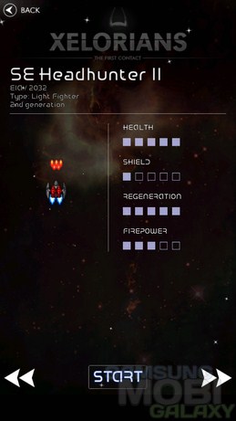 Игра Xelorians для Android, типы кораблей