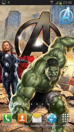 The Avengers Live Wallpaper - обои с часами по фильму