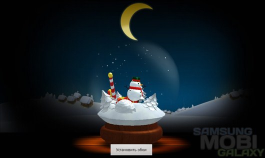 Frosty Snowman Live Wallpaper – хрустальный шар с снеговиком для Android