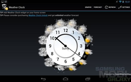 Weather Clock – почасовая погода для Android