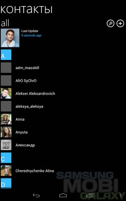 WP7Contact – контакты в стиле Windows для Android 