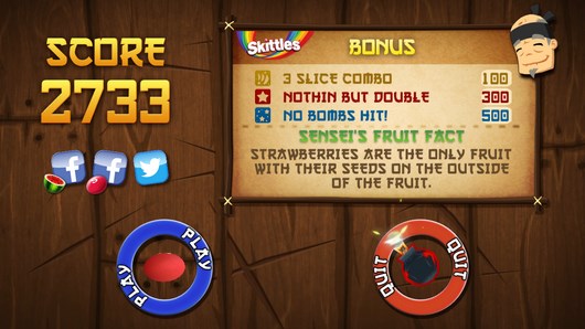Fruit Ninja vs Skittles – новый фруктовый ниндзя для Android