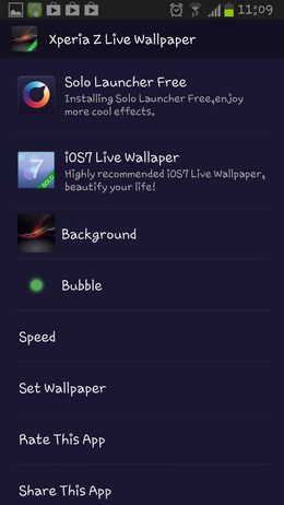 Xperia Z HD Live Wallpaper – фон в стиле Xperia Z для Android
