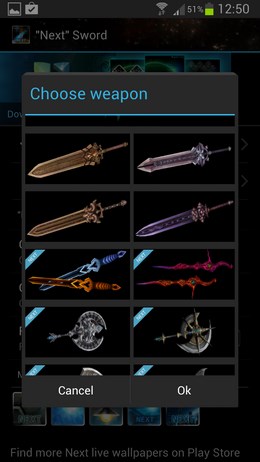 Next Sword 3D Livewallpaper – клинки и топоры 
