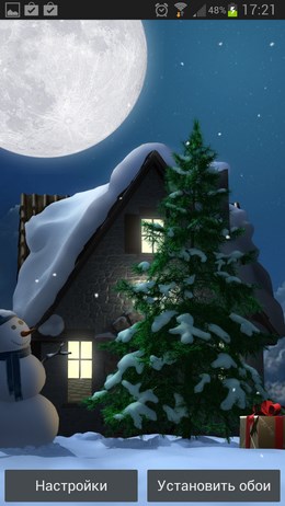 Прекрассная рожденственская ночь на живых обоях Christmas Moon free для Android