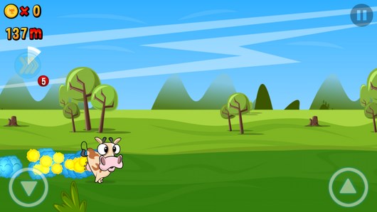 Помогите корове сбежать из фермы в аркаде Run Cow Run для Android