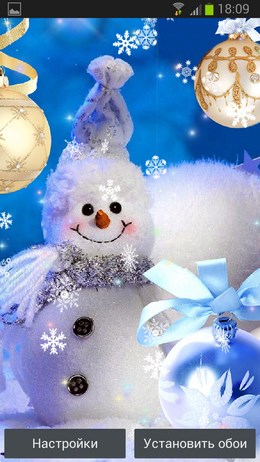 Милые интерактивные обои Снеговики для Android
