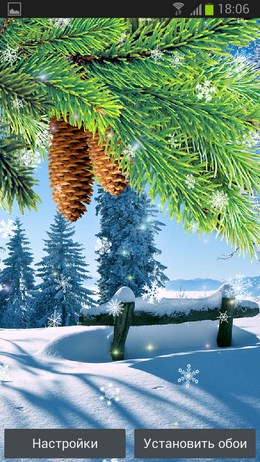 Чудесные Зимние Живые Обои с фонами и анимацией для Android