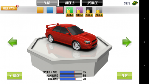 Выбор автомобиля Subaru Impreza - Traffic Racer для Android