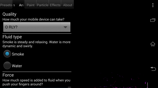 Настройки - Magic Fluids для Android