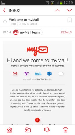 Лучший почтовый клиент myMail для Android