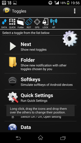 Переключатели - Notification Bar Deluxe для Android