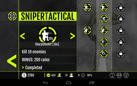 Достижения - Sniper Tactical для Android