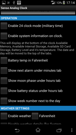 Параметры - Sense Analog Clock бесплатно для Android