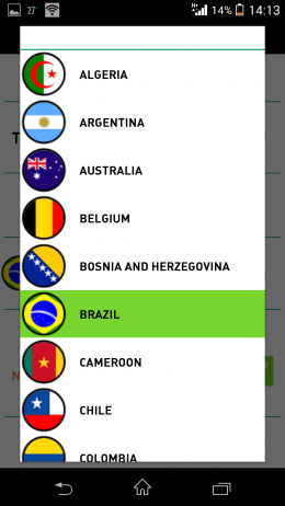 Выбор национальной команды - adidas 2014 FIFA World Cup LWP для Android