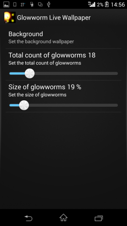 Настройки - Glowworm Live Wallpaper для Android