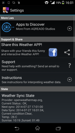 Основные настройки - Weather Live Wallpaper для Android